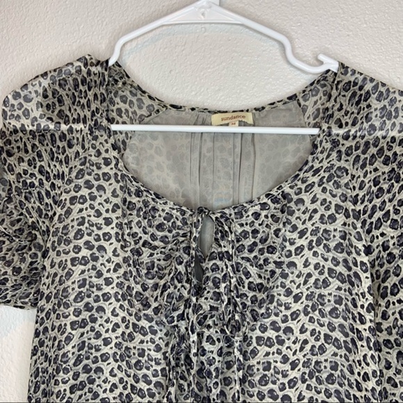 Sundance Silk Cheetah Print Ruffle Midi Dress Size Medium - Picture 2 of 8